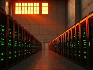 Canaan Bitcoin mining facility in Texas with rows of ASIC miners, representing record digital asset holdings.