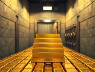 China's gold accumulation strategy for yuan reserve currency status with gold bullion in vault.