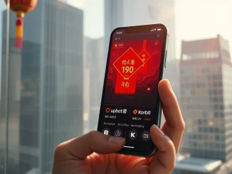 Smartphone displaying a digital yuan red envelope over a crypto trading chart, symbolizing the convergence of traditional finance and digital assets during Chinese New Year 2026.