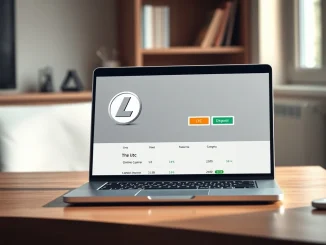 Laptop displaying a Litecoin casino deposit interface for secure online gambling.