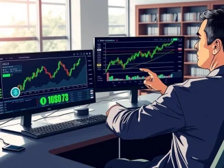 Financial trading desk analyzing Circle stock CRCL chart and stablecoin market data