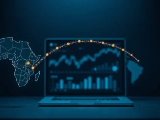 Visualization of a USDC stablecoin cross-border payment transaction between Africa and North America.