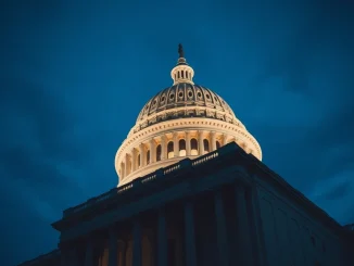 The US Capitol building at dusk, representing the CLARITY Act legislative deadline.