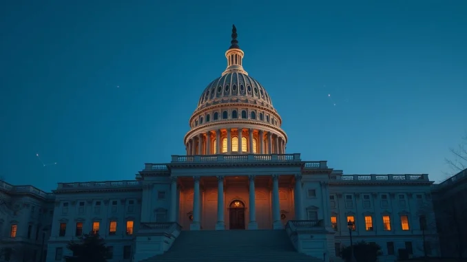US Capitol building with digital asset symbolism representing CLARITY Act negotiations on stablecoin regulation