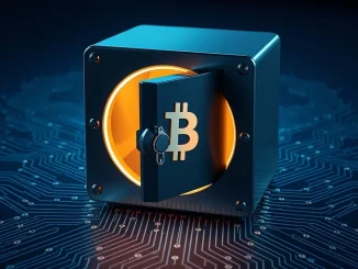 Secure tokenized Bitcoin yield fund represented as a digital vault on blockchain infrastructure