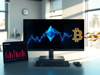 Analyst monitoring cryptocurrency market charts showing a V-shaped recovery pattern for Ethereum after Coinbase earnings news.