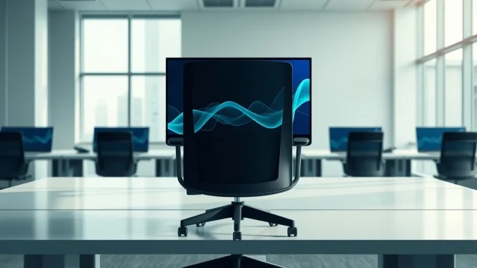 Empty office chair symbolizing Crypto.com AI integration and staff layoffs in Singapore.