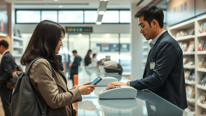 Tourist using Crypto.com Pay via KG Inicis terminal in a South Korean store.