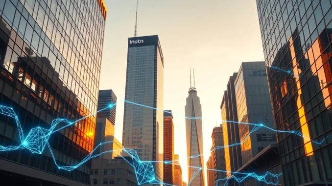 Digital blockchain infrastructure represented as transparent pipes connecting Melbourne financial district buildings, illustrating ASIC's crypto regulation approach.