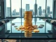 Visual metaphor for concentrated crypto venture capital funding with a large stack of coins.