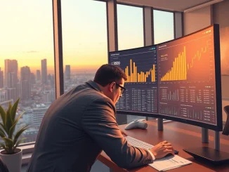 Financial analyst reviewing cryptocurrency funding data showing concentrated venture capital investment trends