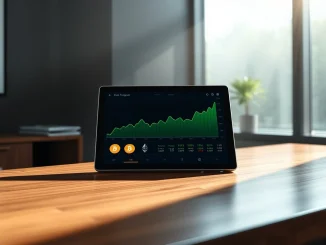 Digital financial dashboard showing cryptocurrency market gains and upward trends during geopolitical uncertainty