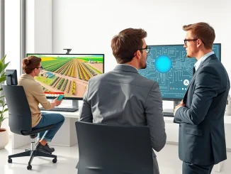 Web3 gaming versus AI investment career crossroads in modern office setting