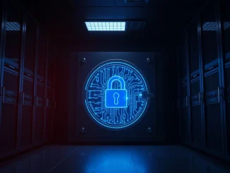 Secure digital vault symbolizing the drop in cryptocurrency hacking losses to $26.5 million in February 2026.