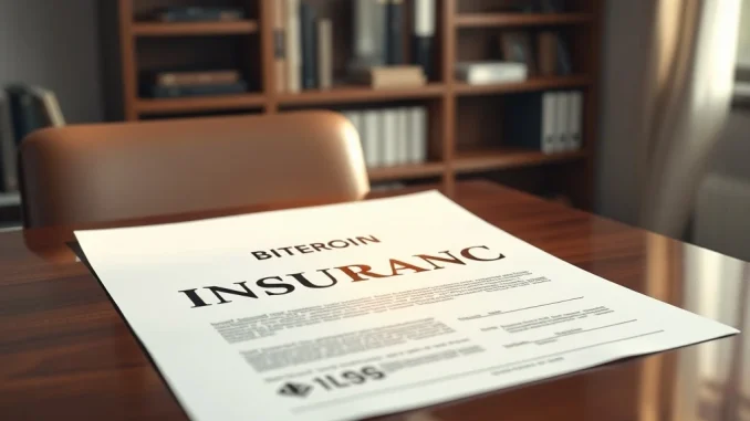 Crypto news today: Document symbolizing insurance and digital currency integration.
