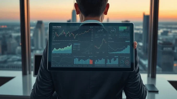 Daily cryptocurrency news analysis showing blockchain data and market trends on a digital tablet.