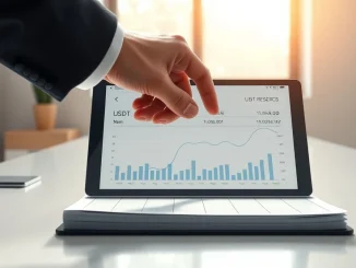 Professional financial audit of cryptocurrency reserves and blockchain assets on a digital ledger.