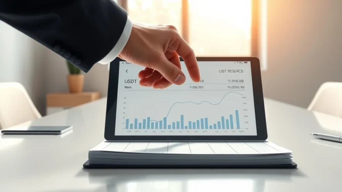Professional financial audit of cryptocurrency reserves and blockchain assets on a digital ledger.