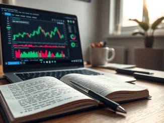 Analyst reviewing cryptocurrency presale data and blockchain metrics on a laptop in 2026.