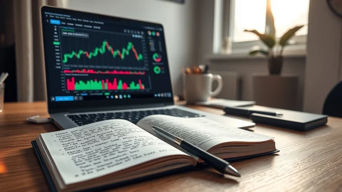 Analyst reviewing cryptocurrency presale data and blockchain metrics on a laptop in 2026.