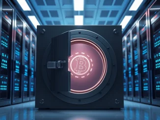 Secure digital vault protecting cryptocurrency assets, representing the massive 98% drop in crypto hack losses for February 2026.