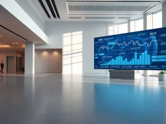 A modern bank interior representing the Federal Reserve master account legal dispute.