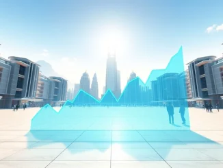 Analytical graph overlay on Decentraland metaverse scene for MANA cryptocurrency price assessment