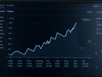 Analytical dashboard showing a cryptocurrency price chart for Decred (DCR) market analysis.