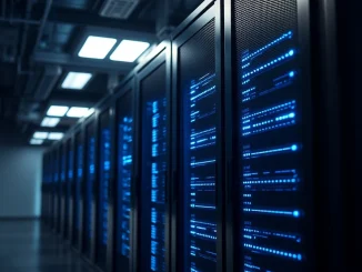 AI server rack in a data center representing the DeepSnitch AI launch announcement.