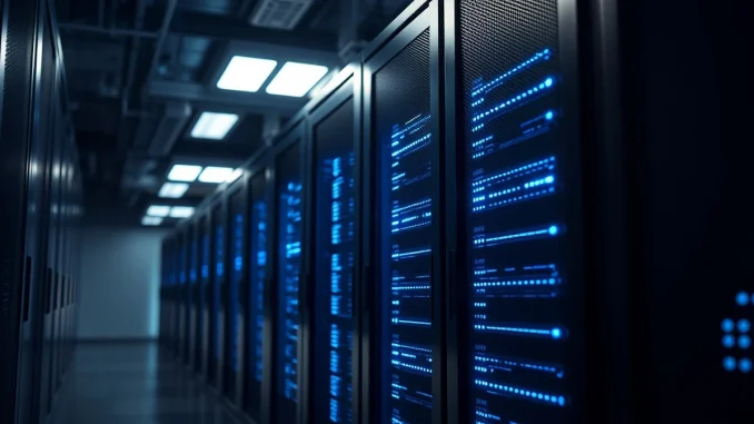 AI server rack in a data center representing the DeepSnitch AI launch announcement.