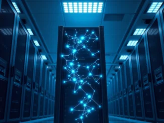 AI infrastructure server rack representing the $5.5B hedge fund investment impacting DeepSnitch AI presale.
