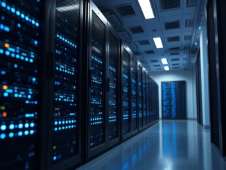 AI verification technology server rack representing DeepSnitch AI's blockchain tools.