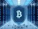 Digital shield protecting blockchain finance nodes representing DeFi insurance as critical infrastructure