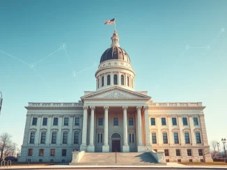 Delaware State Capitol building representing new stablecoin and banking legislation under consideration.