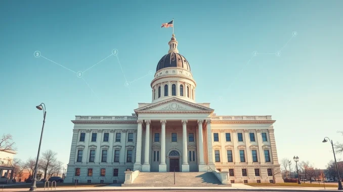 Delaware State Capitol building representing new stablecoin and banking legislation under consideration.