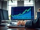 Bitcoin price chart on trading desk monitor showing digital asset funds recovery with $1 billion inflows.