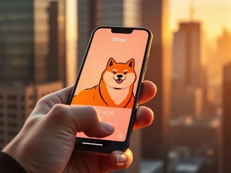Dogecoin price prediction 2026 analysis showing bullish chart trend on smartphone screen.