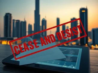 Dubai regulator VARA orders KuCoin to stop unlicensed cryptocurrency operations with warning displayed on smartphone