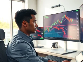 Trader monitors US Dollar Index (DXY) breaking above key moving averages as cryptocurrency markets react.