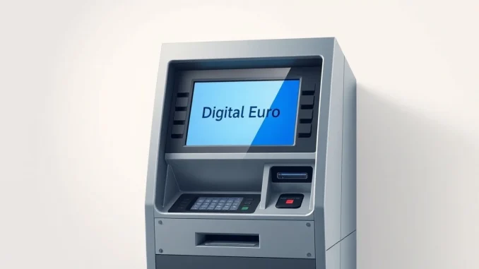 European Central Bank digital euro integration with ATM and payment terminal infrastructure for 2027 pilot.