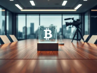Eightco strategic funding for AI and blockchain represented by symbolic boardroom objects.
