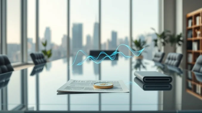 Corporate strategy meeting with data visualization representing Enlivex's Rain token treasury investment.
