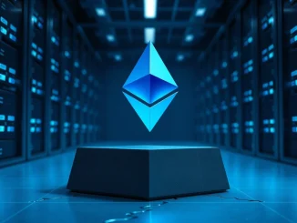Ethereum logo at a critical market support level signaling a potential price trend reversal.
