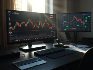 Analyst workstation showing Ether price chart and on-chain data heatmap.