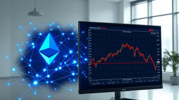 Ethereum adoption paradox visualized as blockchain network activity diverges from falling price chart