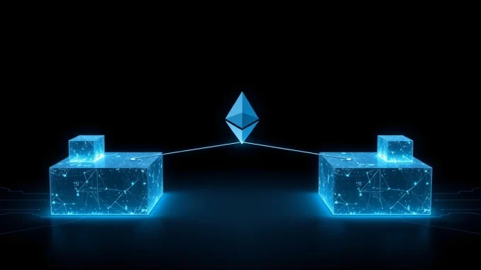 Visualization of Ethereum's Fast Confirmation Rule accelerating transfers between blockchain layers.