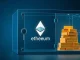 The Ethereum Foundation's $46 million ETH staking deposit represented as a secure digital vault.