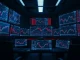 Analyst reviewing Ethereum futures market data showing significant bearish pressure on multiple monitors.