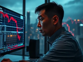 Trader in Hong Kong monitoring Ethereum price crash during major whale sell-off, representing Asia's volatile crypto market.