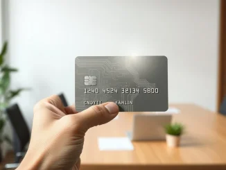 A modern credit card representing Bitcoin rewards programs and crypto financial services.